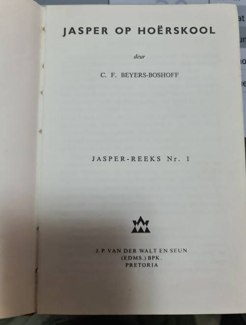 Jasper op Ho`erskool, C F Beyers-Boshoff
