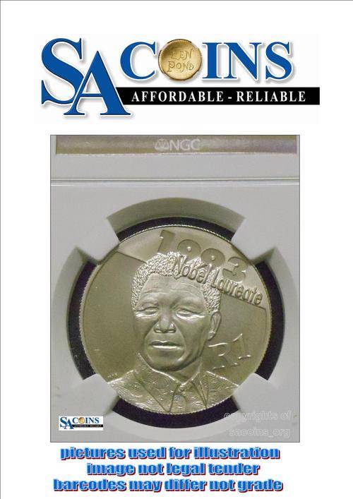 **UNC LOW START**PROTEA SILVER R1-2007 *MANDELA* MS 65-NGC GRADED VERY RARE UNC HIGH VALUE+-R4000