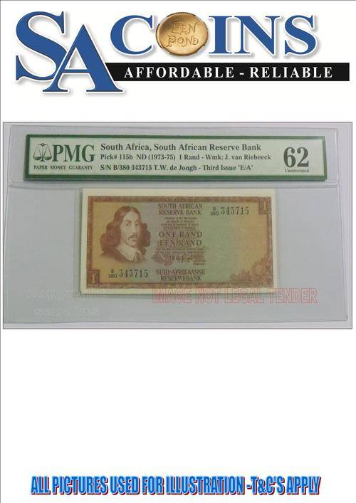#NOTE - COLLECTION# SOUTH AFRICAN BANK NOTE -PICK 115-- 1973- 1975- J. VAN RIEBEECK --UNC 62