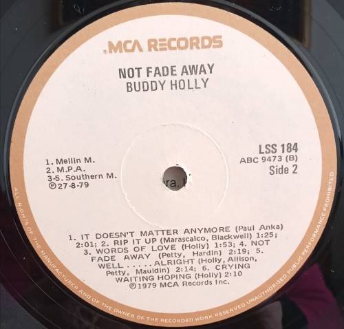 Buddy Holly - Not Fading Away LP Vinyl Record