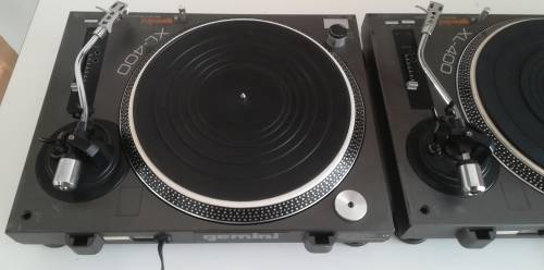 2X Gemini DJ TurntableS, Model: XL-400, Belt Drive, Manual Operation, Stanton 500 cartridge.