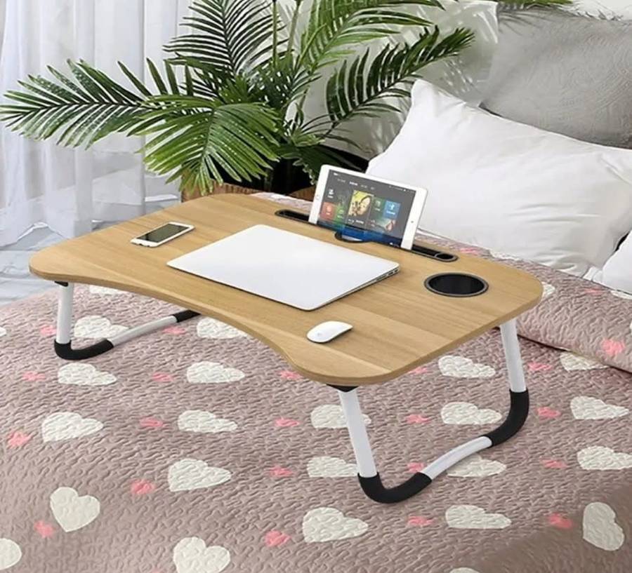 Convenient Folding Small Table Lazy Bed Table Desk Folding Computer Table (Black colour)