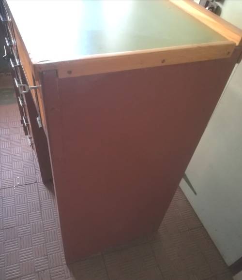 Vintage Pine  Stationary Cupboard. Height 97cm. Width 53cm. Length 79cm. Lockable.