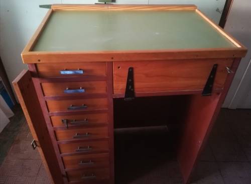 Vintage Pine  Stationary Cupboard. Height 97cm. Width 53cm. Length 79cm. Lockable.