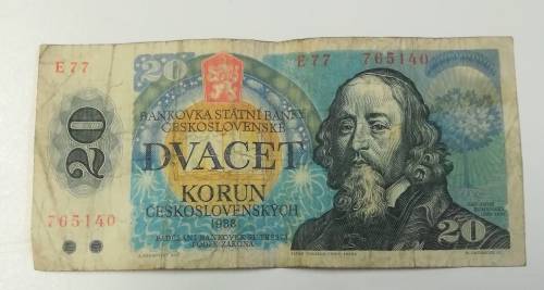 20 Korun Czechoslovakian bank note.