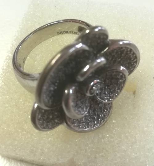GEORGINI Sterling Silver Flower Ring. 925. Size P.
