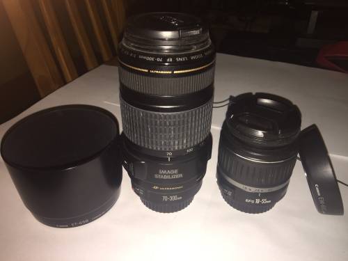 Canon EOS 400D/Rebel XTi with 2 lenses, lens hoods, remote and 3xCF cards