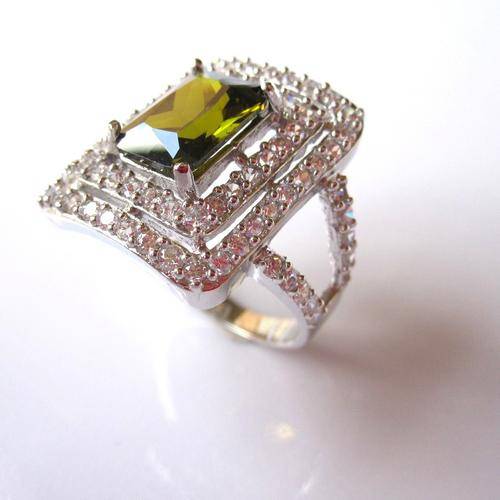 Natural Colorful Crystal Gem 925 Sterling silver, plated with white gold