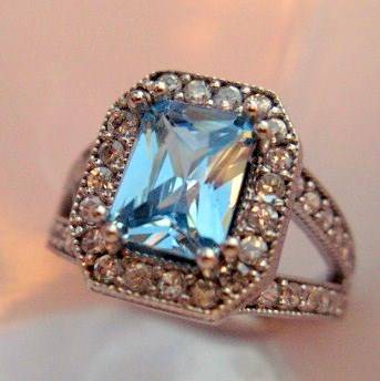 Aquamarine and topaz set in 925 SOLID STERLING SILVER size 7.5