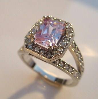 Pink and white topaz set in 925 SOLID STERLING SILVER size 7.25