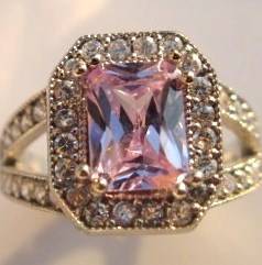 Lilac Amethyst and white topaz set in 925 SOLID STERLING SILVER size 7.5