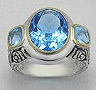 Monnalis Blue Topaz solid sterling silver ring