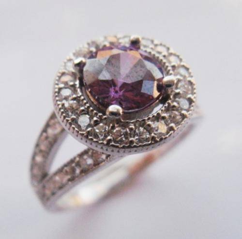 Amethyst and white topaz set in 925 SOLID STERLING SILVER  size 7.5