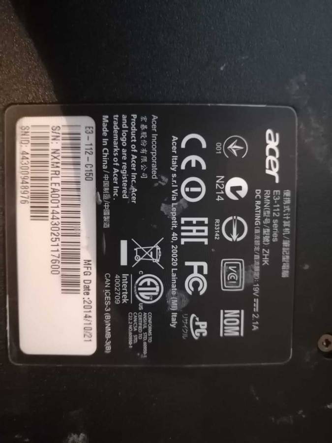 Acer Aspire E11 Notebook (FOR SPARES)