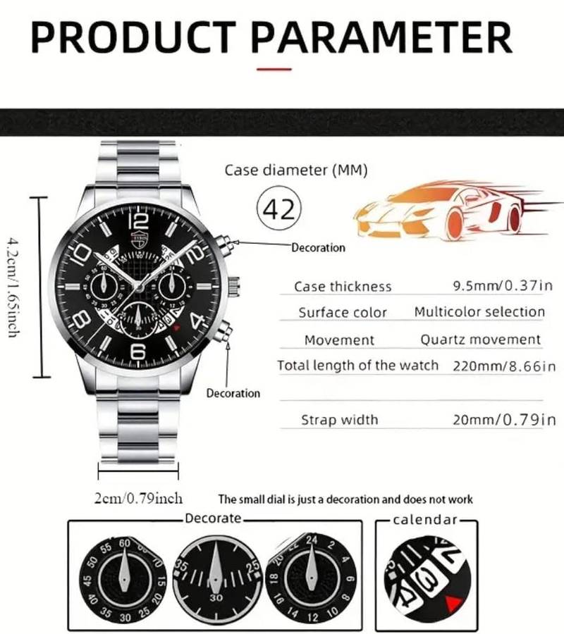 Men`s / Fathers day Watch Eagle chain Gift set 3 pcs