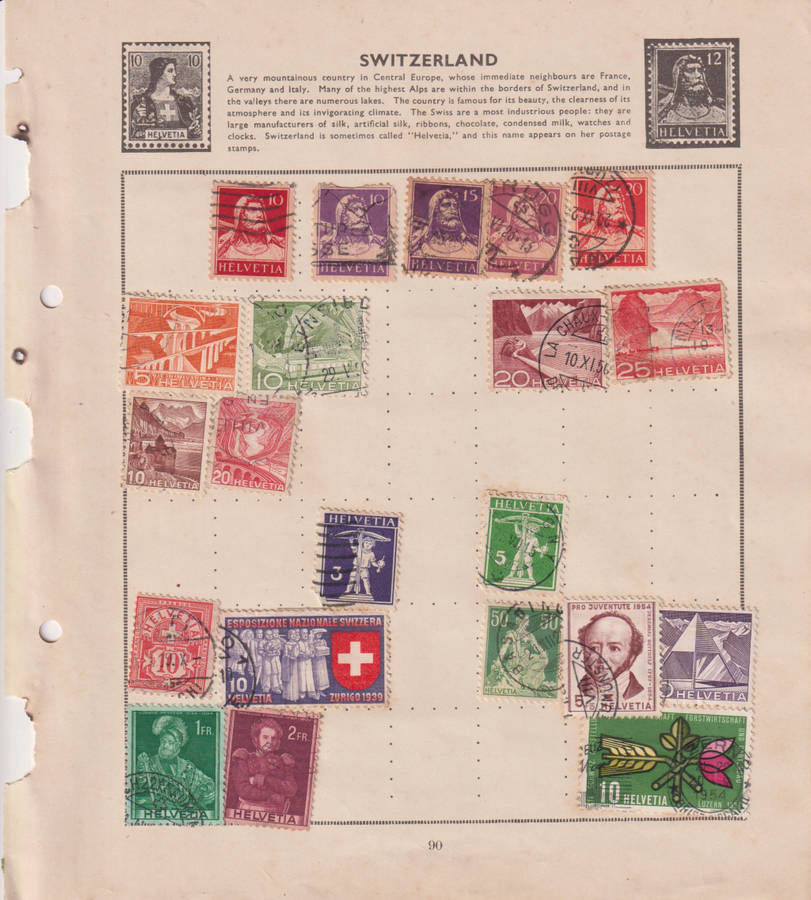Stamps on paper Switzerland