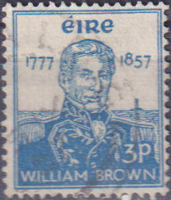 Stamp Ireland 1957 The 100th Anniversary of the Death of Admiral William Brown