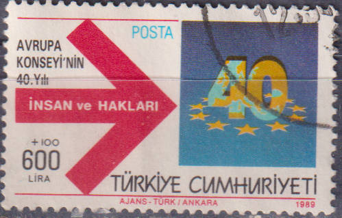 Stamp Turkey 1989 The 40th Anniversary of the Council of Europe