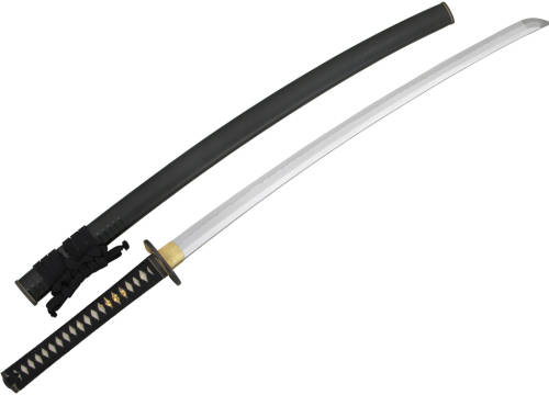 BLACK CANE LEAF SAMURAI KATANA -- FULL TANG --- BLOOD GROOVE --- SHARPENED
