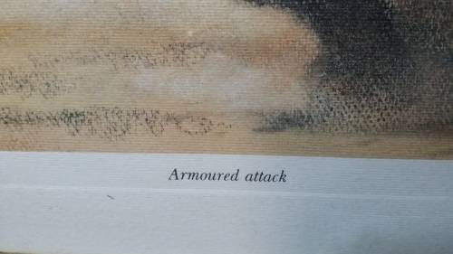 ART : RHINO ARMOURED ATTACK BY PAUL BOSMAN 77 PRINT : METAL AND GLASS FRAMED