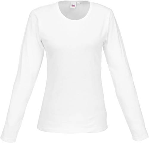 US Basic Portland Ladies Long Sleeve T-Shirt - White (BAS-7750)