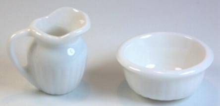 1/12th scale, Dollhouse Miniature - PORCELAIN BASIN AND PITCHER