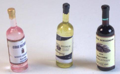1/12th scale, Dollhouse Miniature - WINE BOTTLES