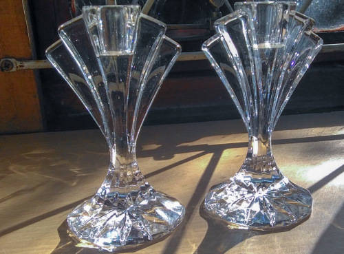 Art deco Crystal candle holders