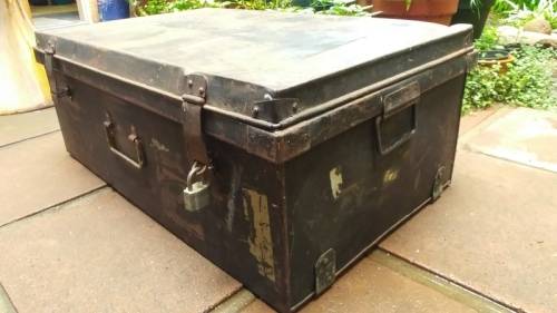 Vintage METAL STEAMER TRUNK