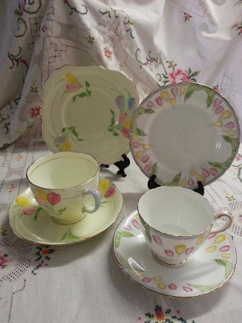 Beautiful in Flower, Grafton & Delphine fine bone china 2x Tea Trios