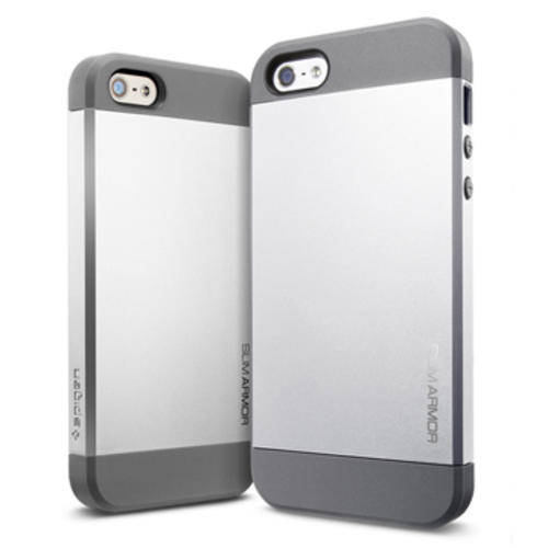 Original SPIGEN SGP Slim Armor iPhone 5S / 5 Case, Top Protection, Satin Silver Color
