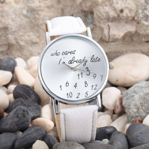New Fashion Women Lady Stainless Steel Leather Band Analog Quartz Wrist Watch