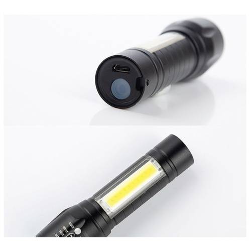 Multi-functional LED COB Torch Flashlight USB Rechargeable