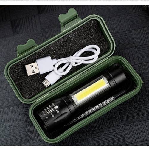 Multi-functional LED COB Torch Flashlight USB Rechargeable