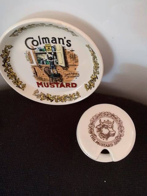 COLEMAN'S MUSTARD POT & LID WITH TRINKET DISH - CIRCA 1970