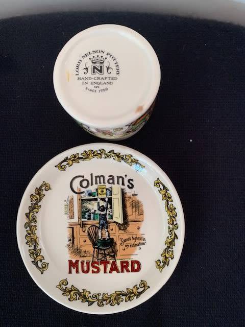 COLEMAN'S MUSTARD POT & LID WITH TRINKET DISH - CIRCA 1970