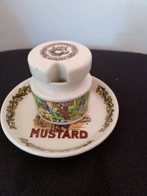COLEMAN'S MUSTARD POT & LID WITH TRINKET DISH - CIRCA 1970