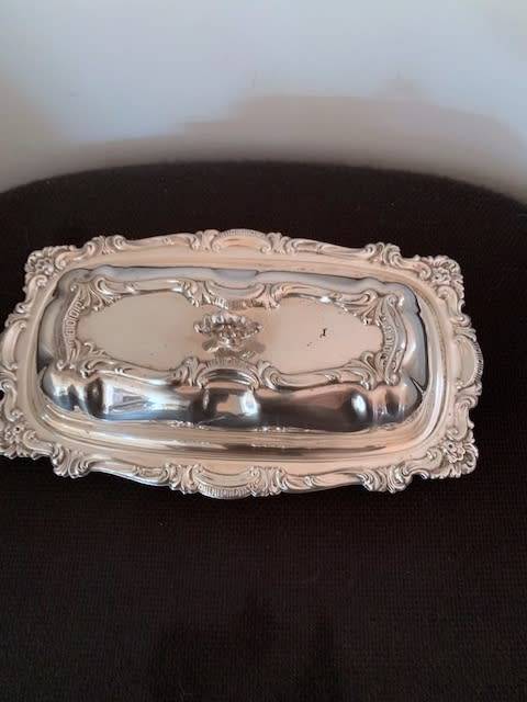 Silver Plated Butter Dish with Glass Liner