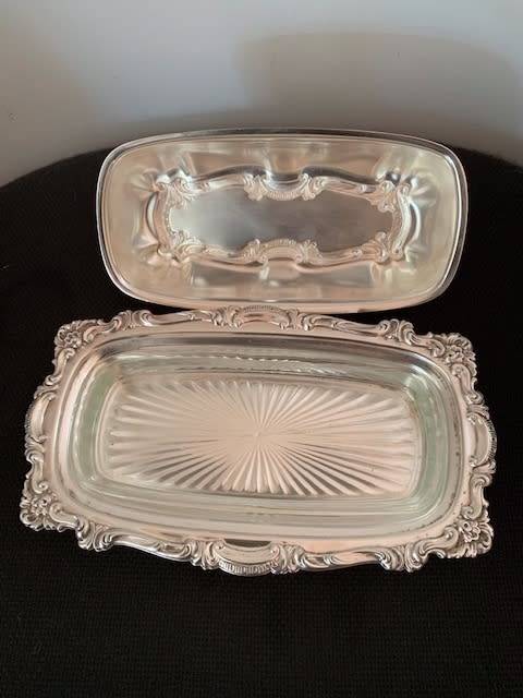 Silver Plated Butter Dish with Glass Liner