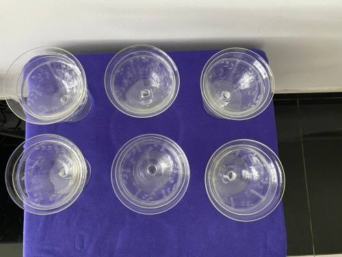 CRYSTAL GRAPE PATTERN SET OF 6 x GLASSES WITH CUPS
