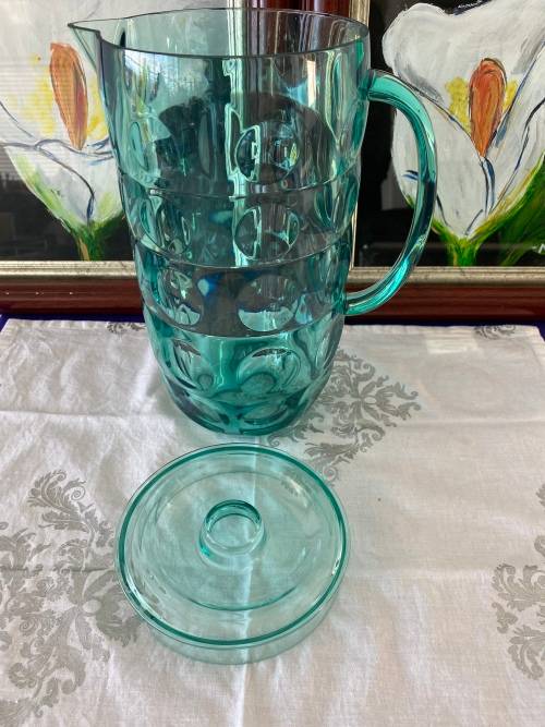 VINTAGE RETRO BUBBLE DESIGN TURQUOISE GREEN WATER/ JUICE PITCHER