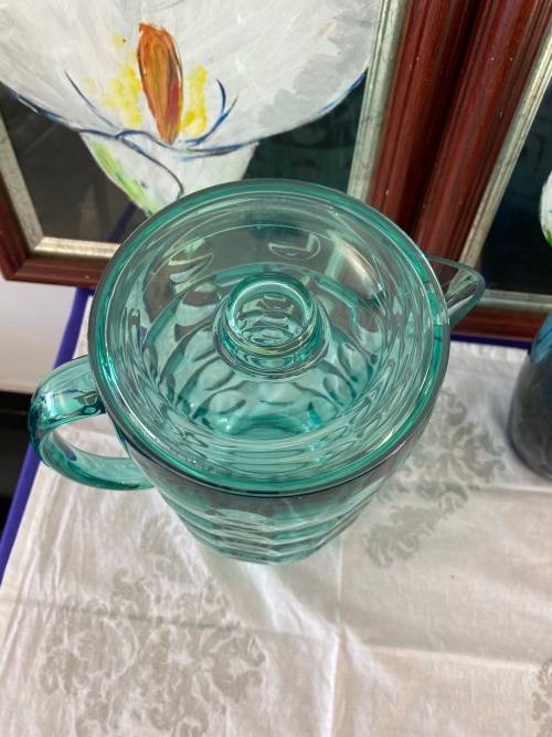 VINTAGE RETRO BUBBLE DESIGN TURQUOISE GREEN WATER/ JUICE PITCHER