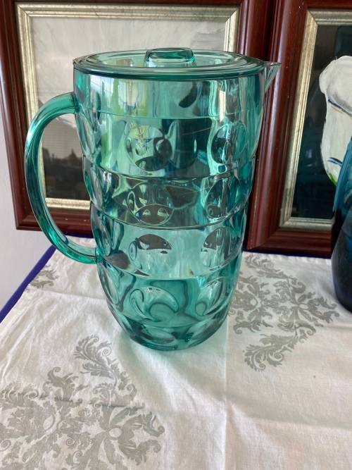 VINTAGE RETRO BUBBLE DESIGN TURQUOISE GREEN WATER/ JUICE PITCHER