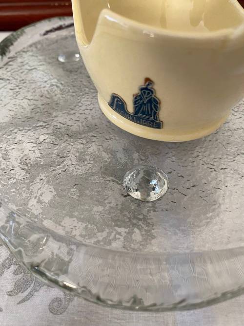 LUCIA WARE 1513 WITH LABEL CREAM BASKET VASE