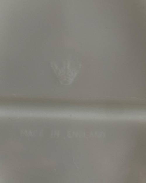 VINTAGE CROWN ENGLAND OVAL EMBOSSED TWO DIVISION VEGETABLE SERVING DISH WITH GREEN LEAF DESIGN