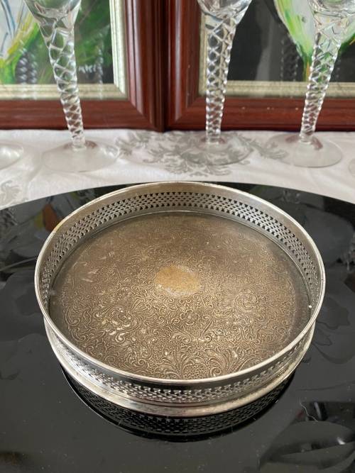 SILVER PLATED ENGLAND STAMPED WINE BOTTLE COASTER