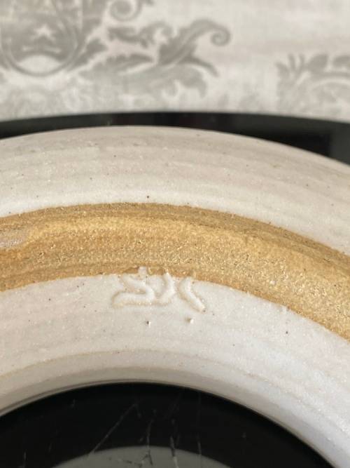 SOUTH AFRICAN SIGNED POTTER? GLAZED CIRCULAR  POSY POTTERY VASE