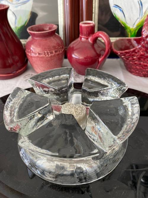 MID-CENTURY GERMAN CLEAR GLASS VOTIVE CANDLE HOLDER/WARMER