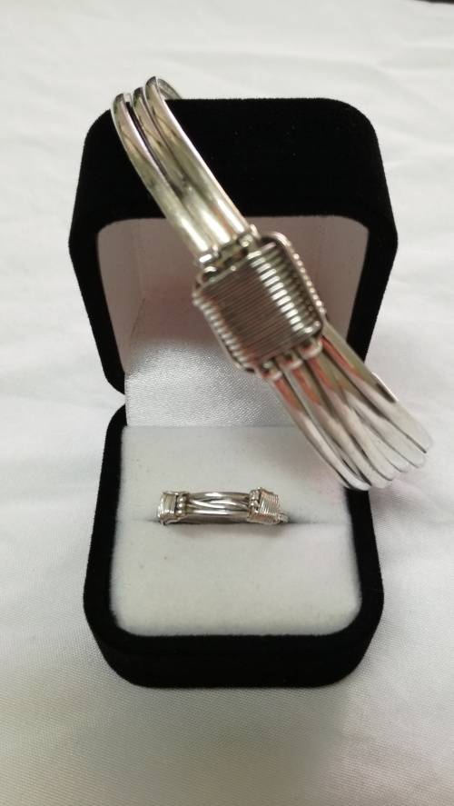 Sterling silver bangle and ring set