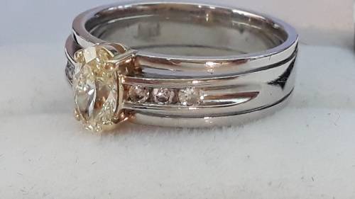 Platinum and 18k diamond ring